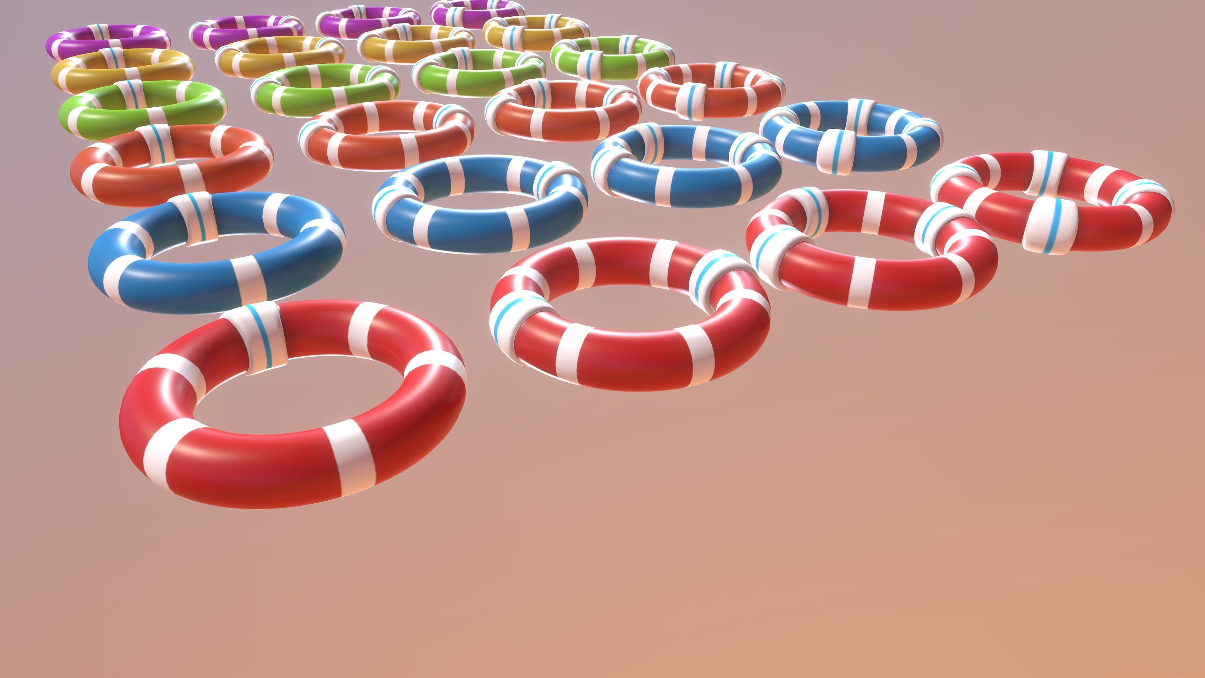Beach Lifesavers Pack Low-poly 3D model_7
