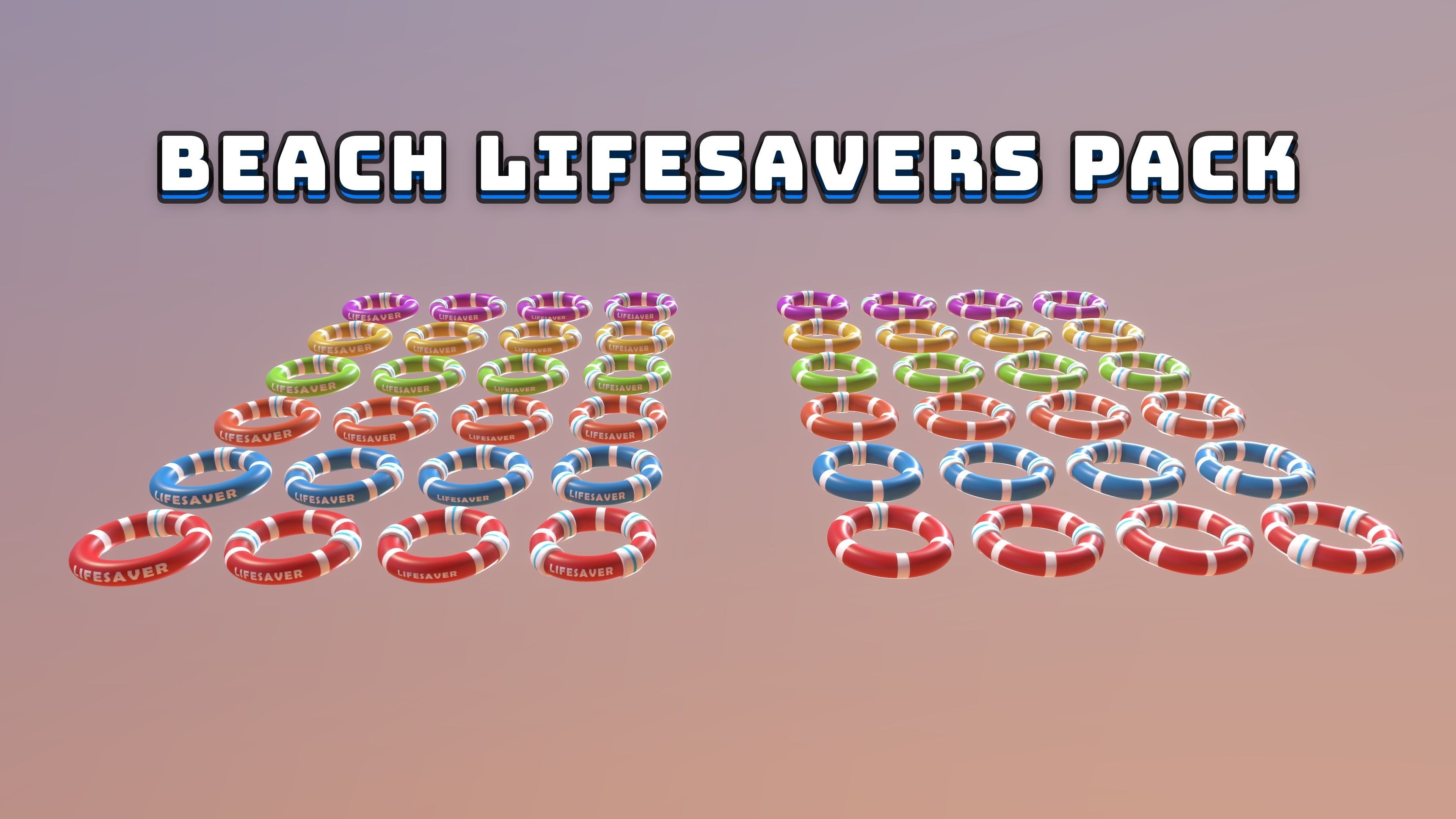 Beach Lifesavers Pack Low-poly 3D model_1