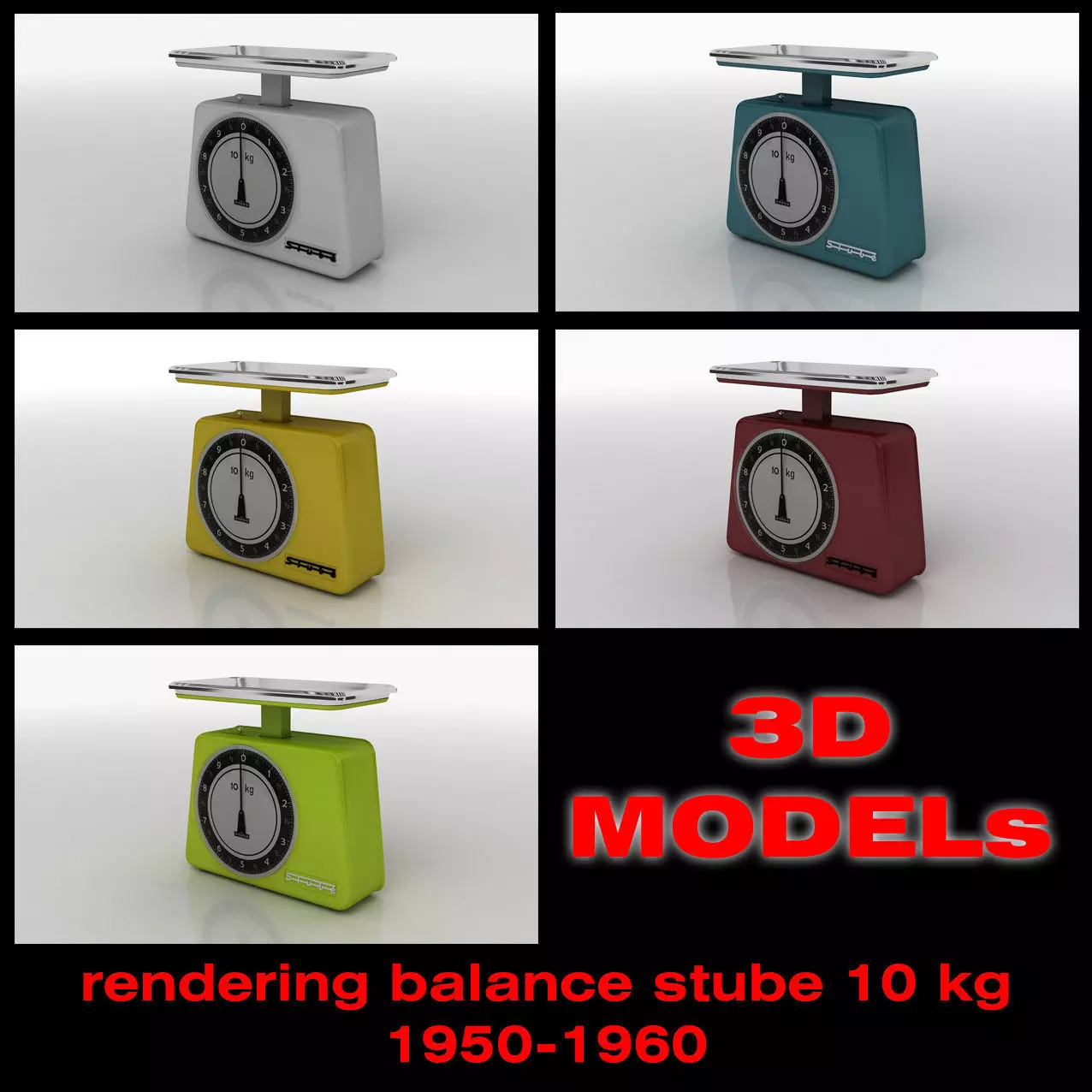 balance scale stube 10 kg old 1950-1960 3D model_0