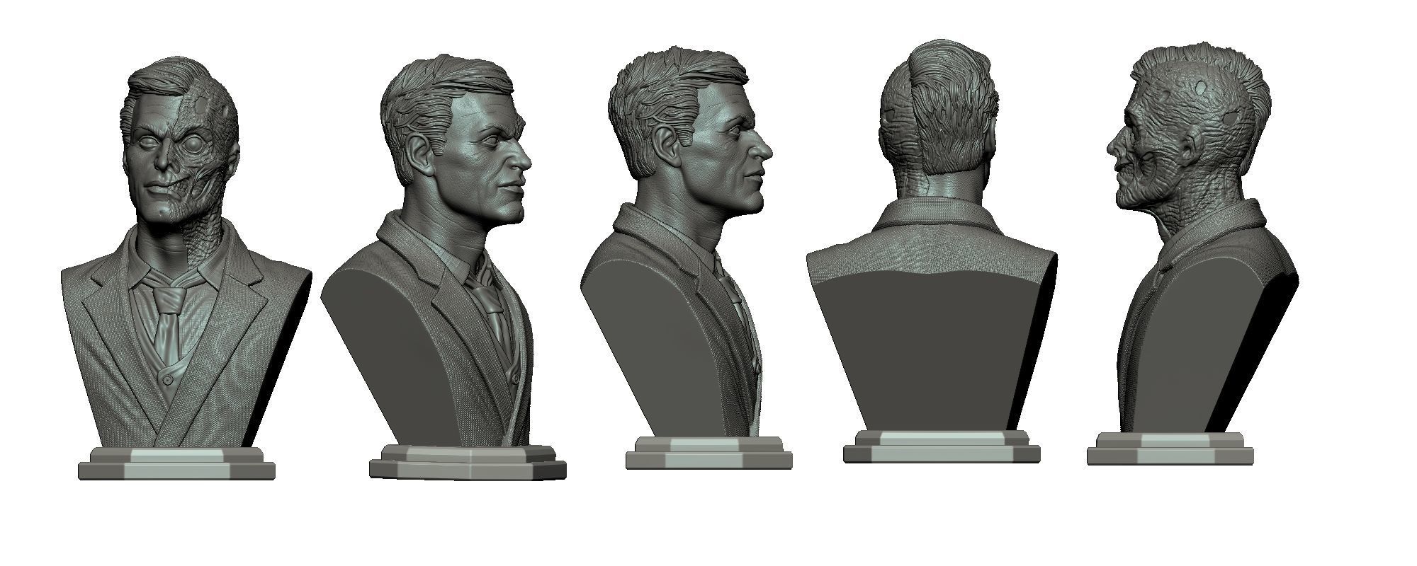 2 Face Bust STL 3D Print Model 3D print model_3