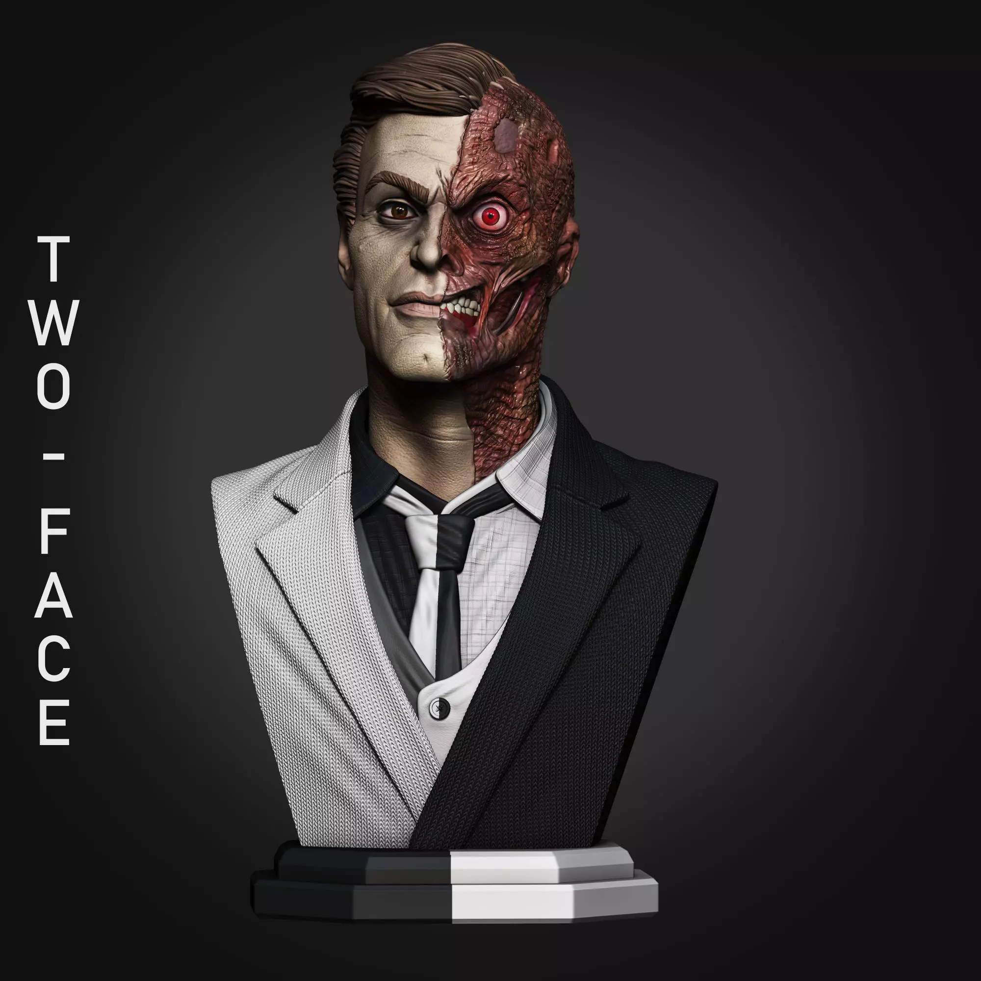 2 Face Bust STL 3D Print Model 3D print model_0
