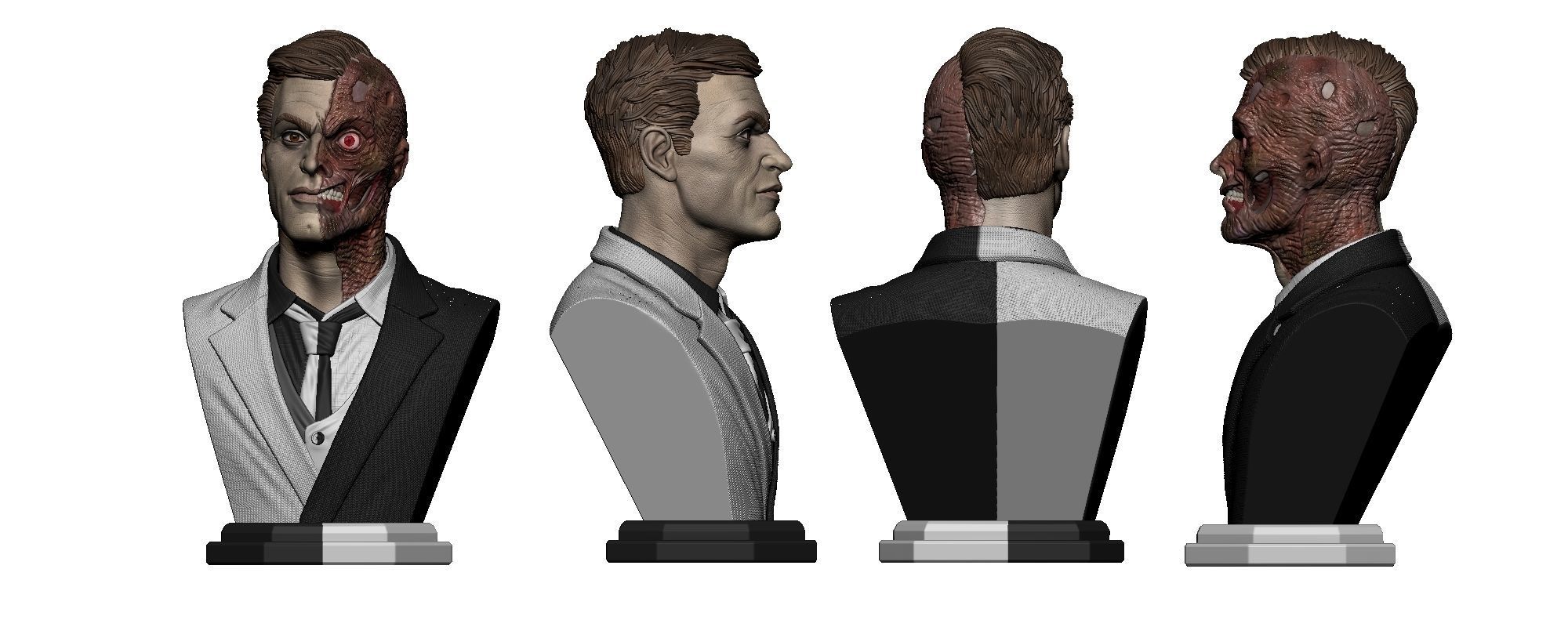 2 Face Bust STL 3D Print Model 3D print model_2