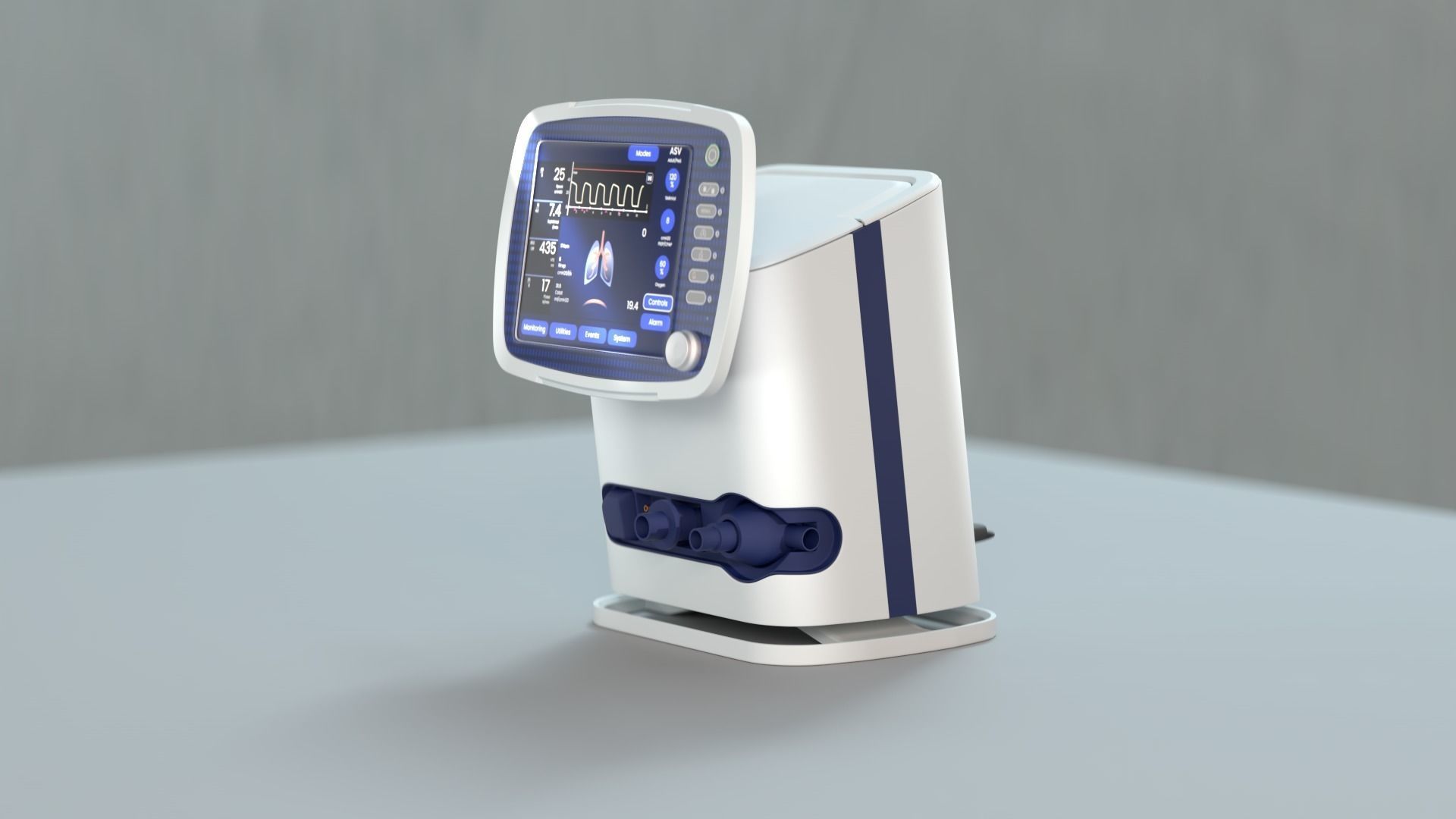 Hospital ventilator unit 3D model_2