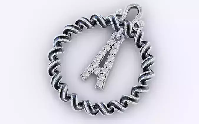  Alphabet Pendant Necklace Letter A 3D print model