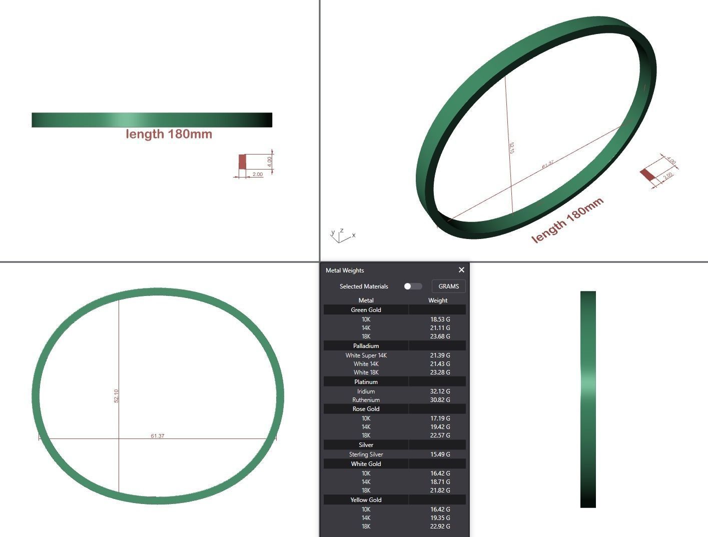 Hard flat bracelet 3D print model_6
