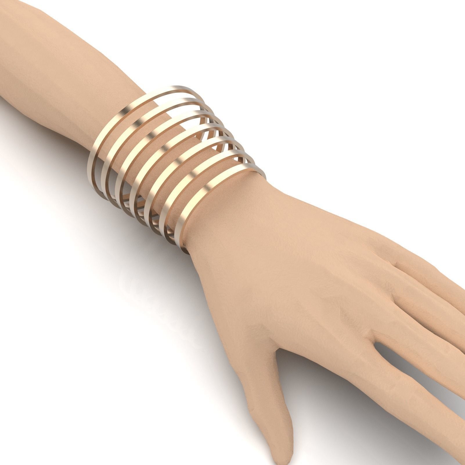 Hard flat bracelet 3D print model_2