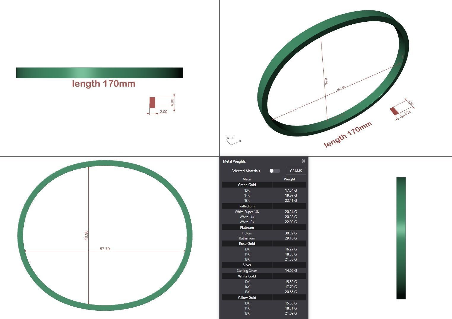 Hard flat bracelet 3D print model_5