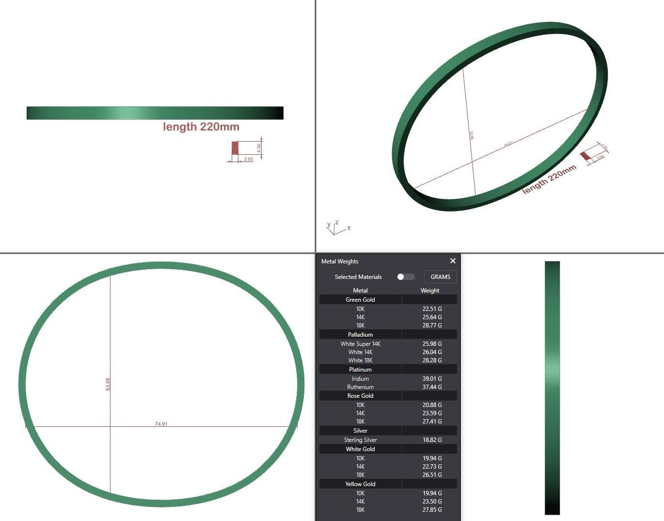 Hard flat bracelet 3D print model_10