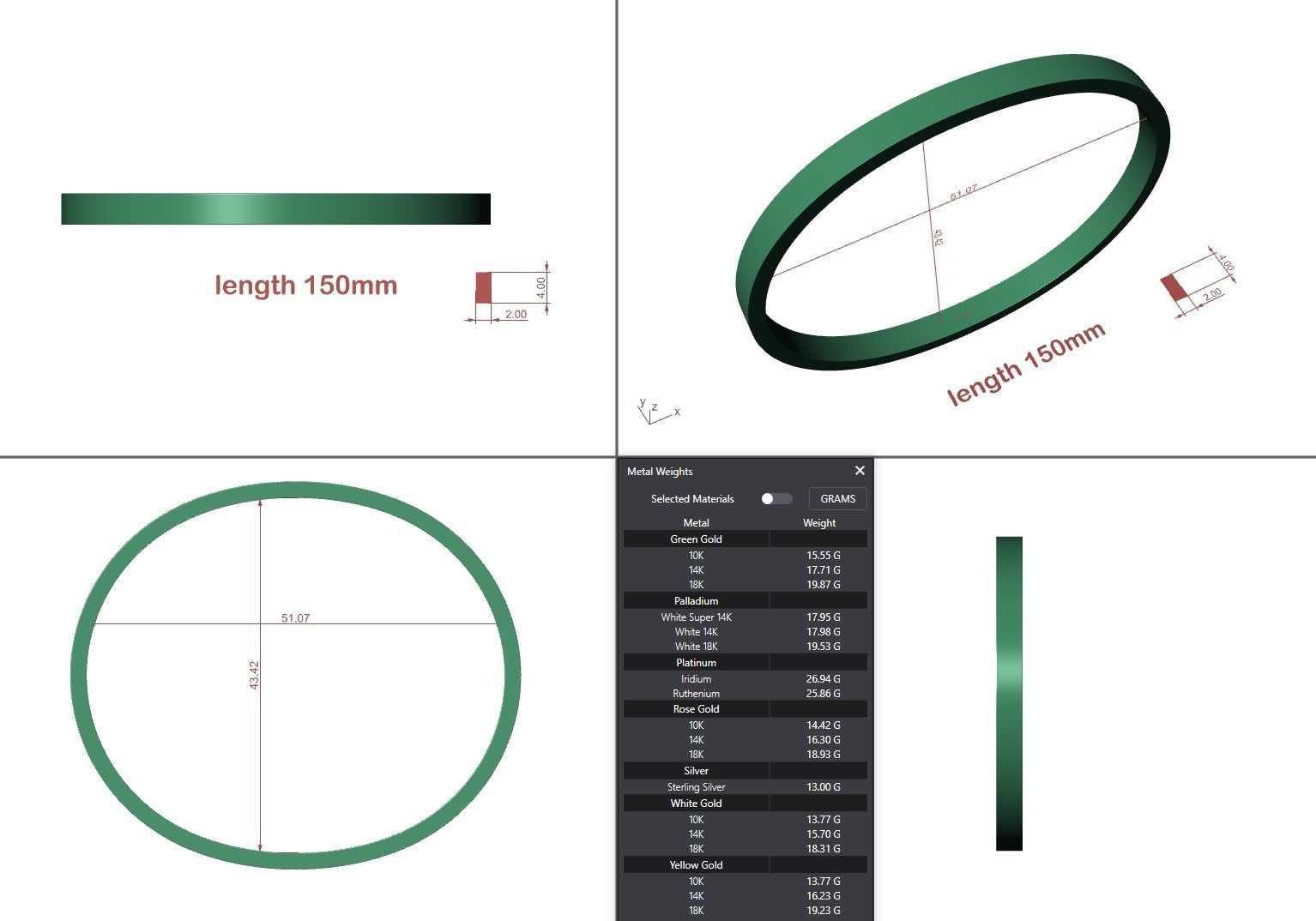 Hard flat bracelet 3D print model_3
