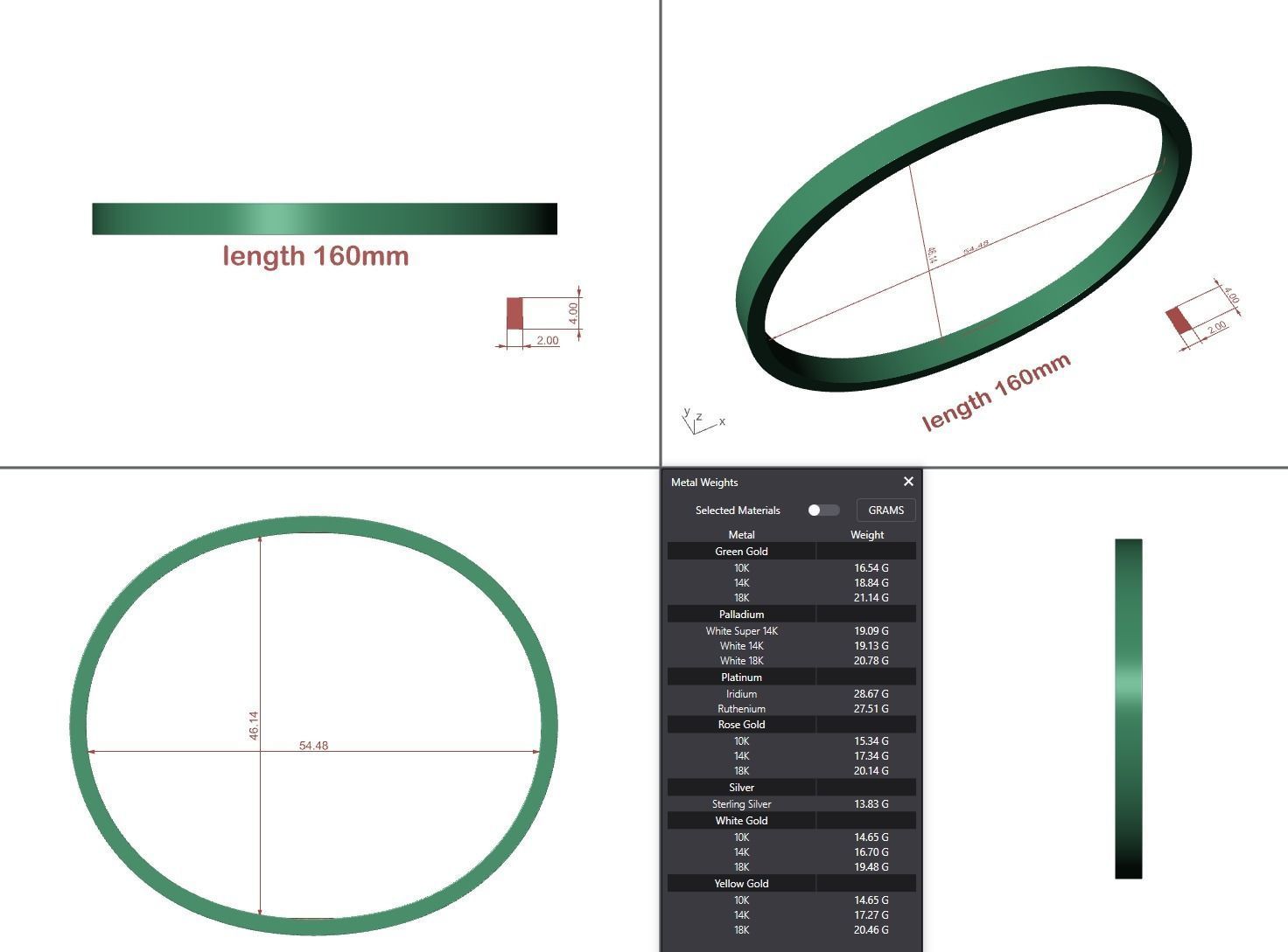 Hard flat bracelet 3D print model_4