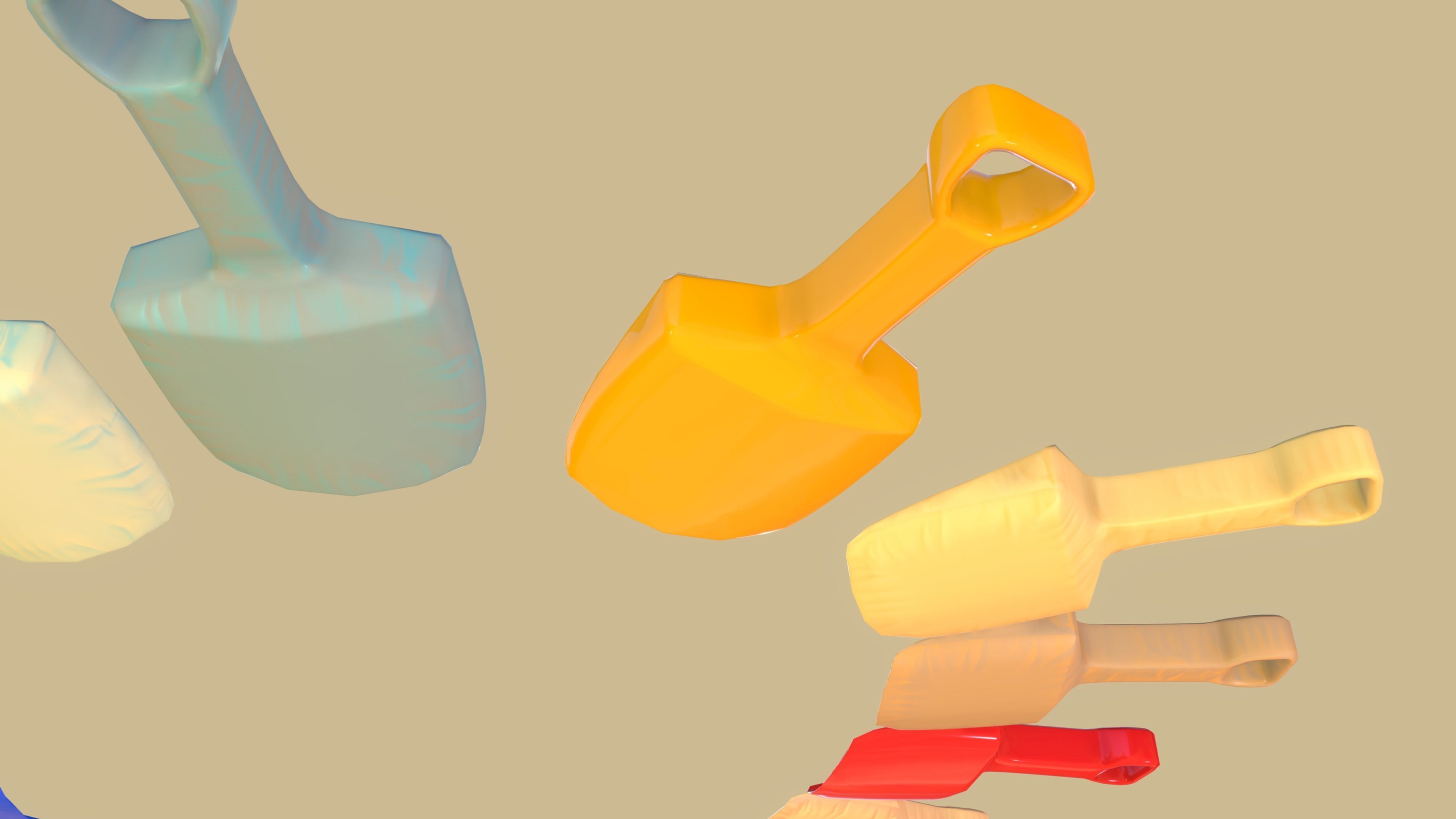 Beach Toy Shovel Pack 3D model_4