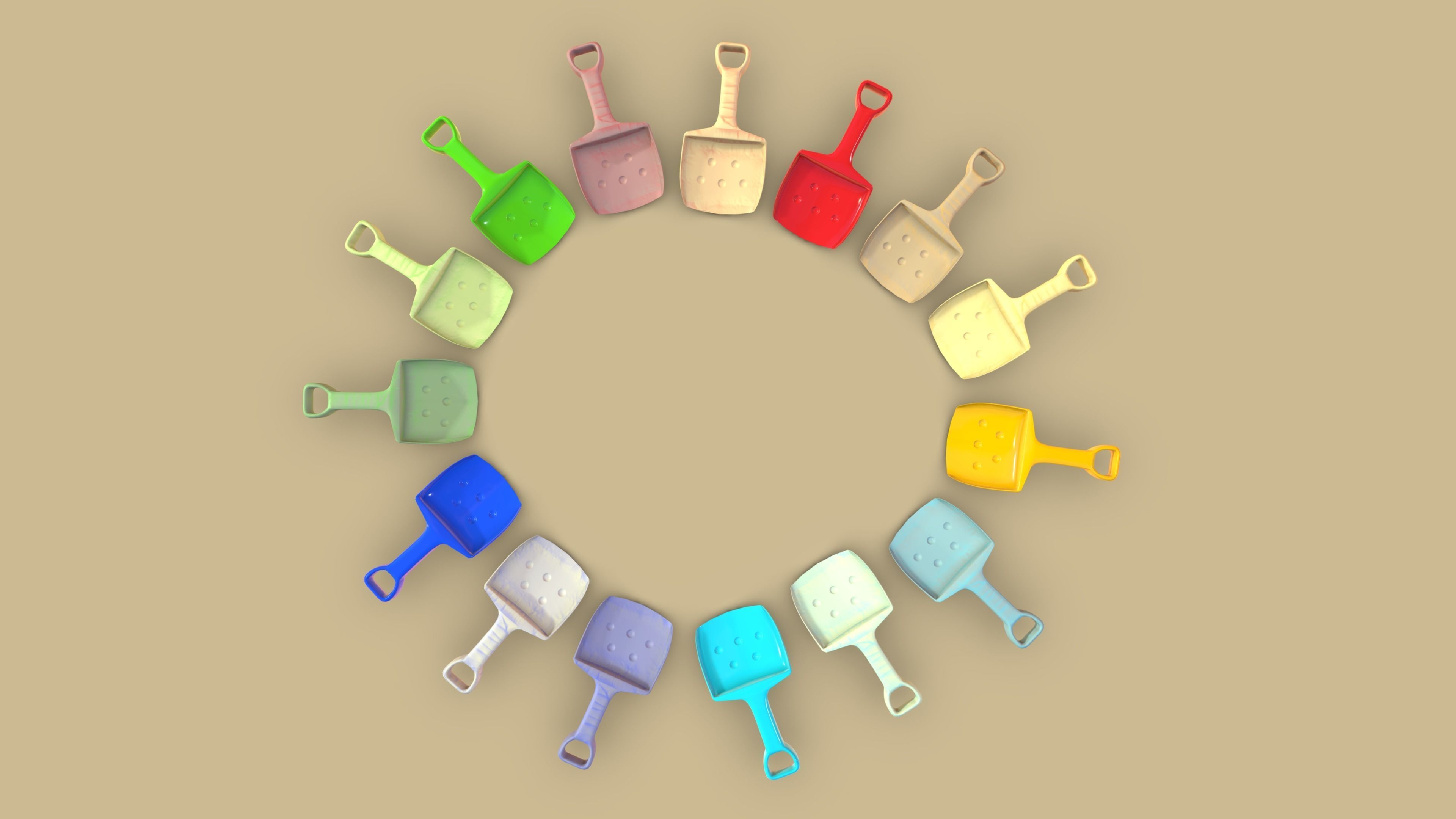 Beach Toy Shovel Pack 3D model_13