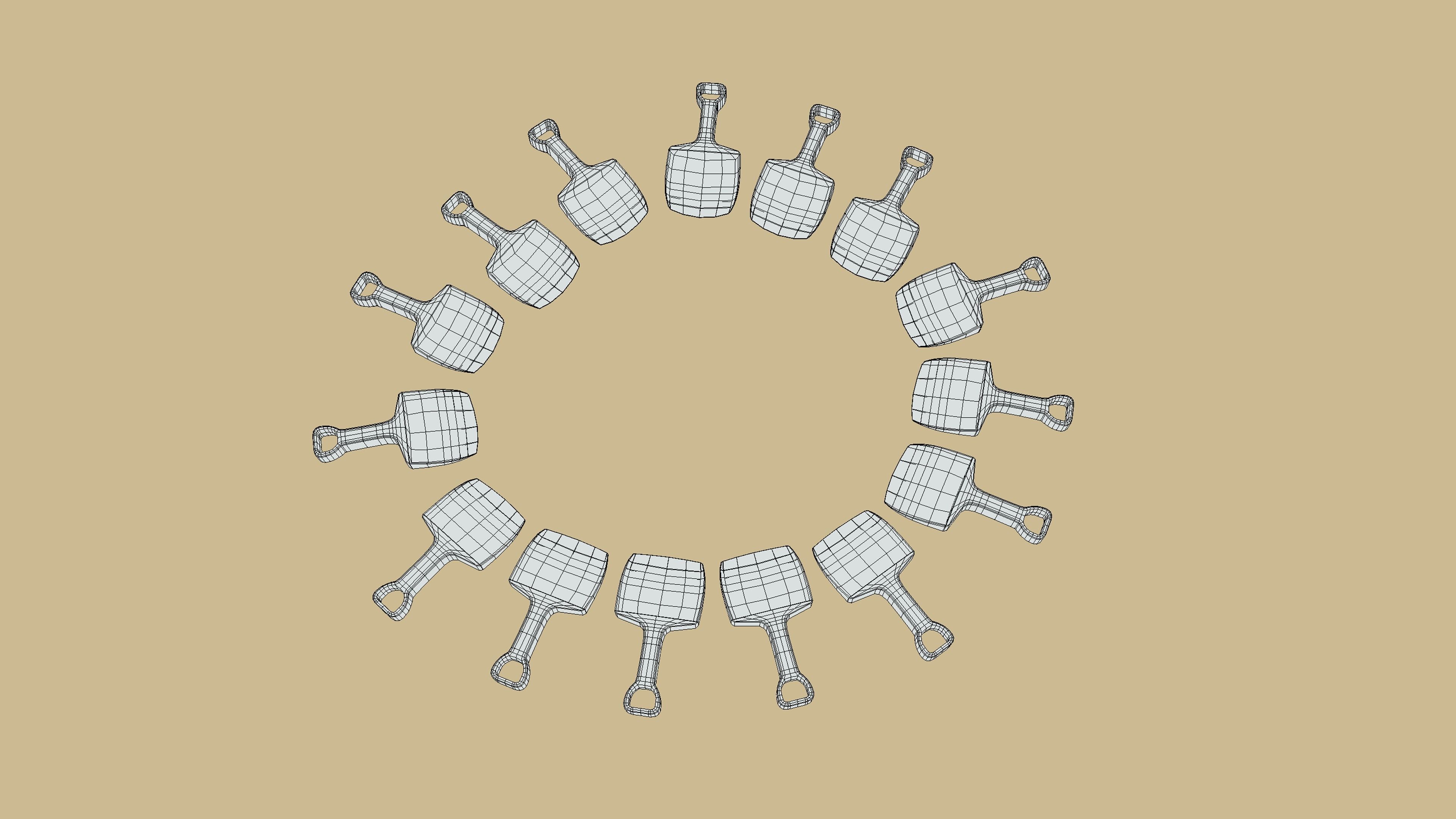 Beach Toy Shovel Pack 3D model_2