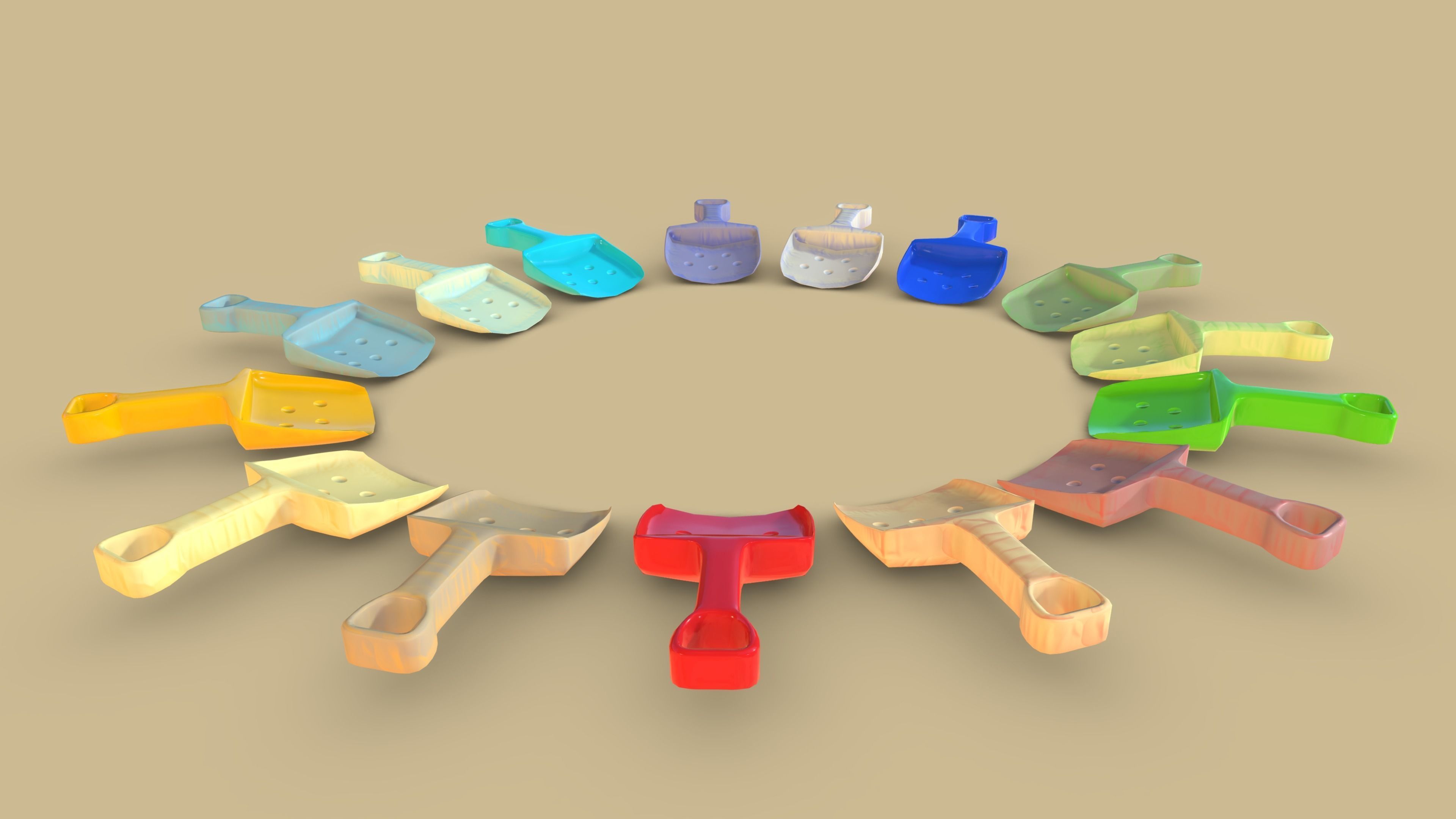 Beach Toy Shovel Pack 3D model_11