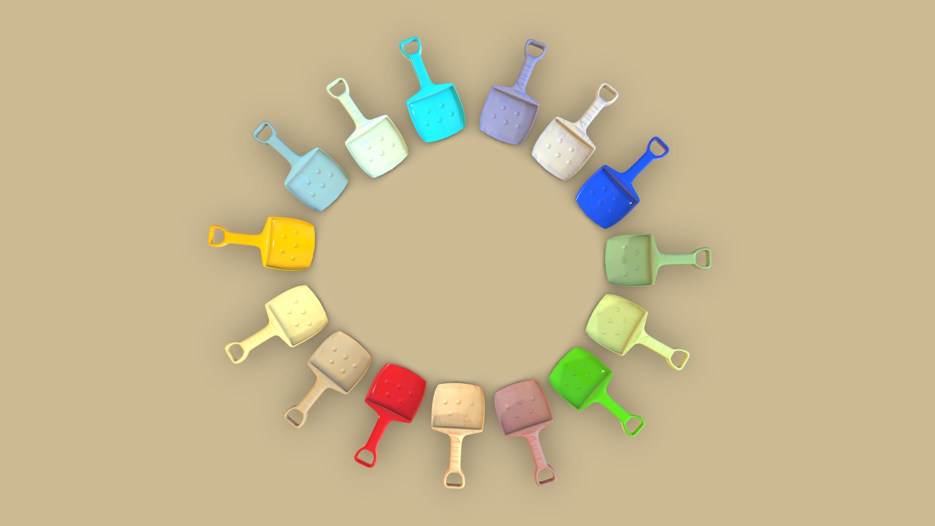 Beach Toy Shovel Pack 3D model_8