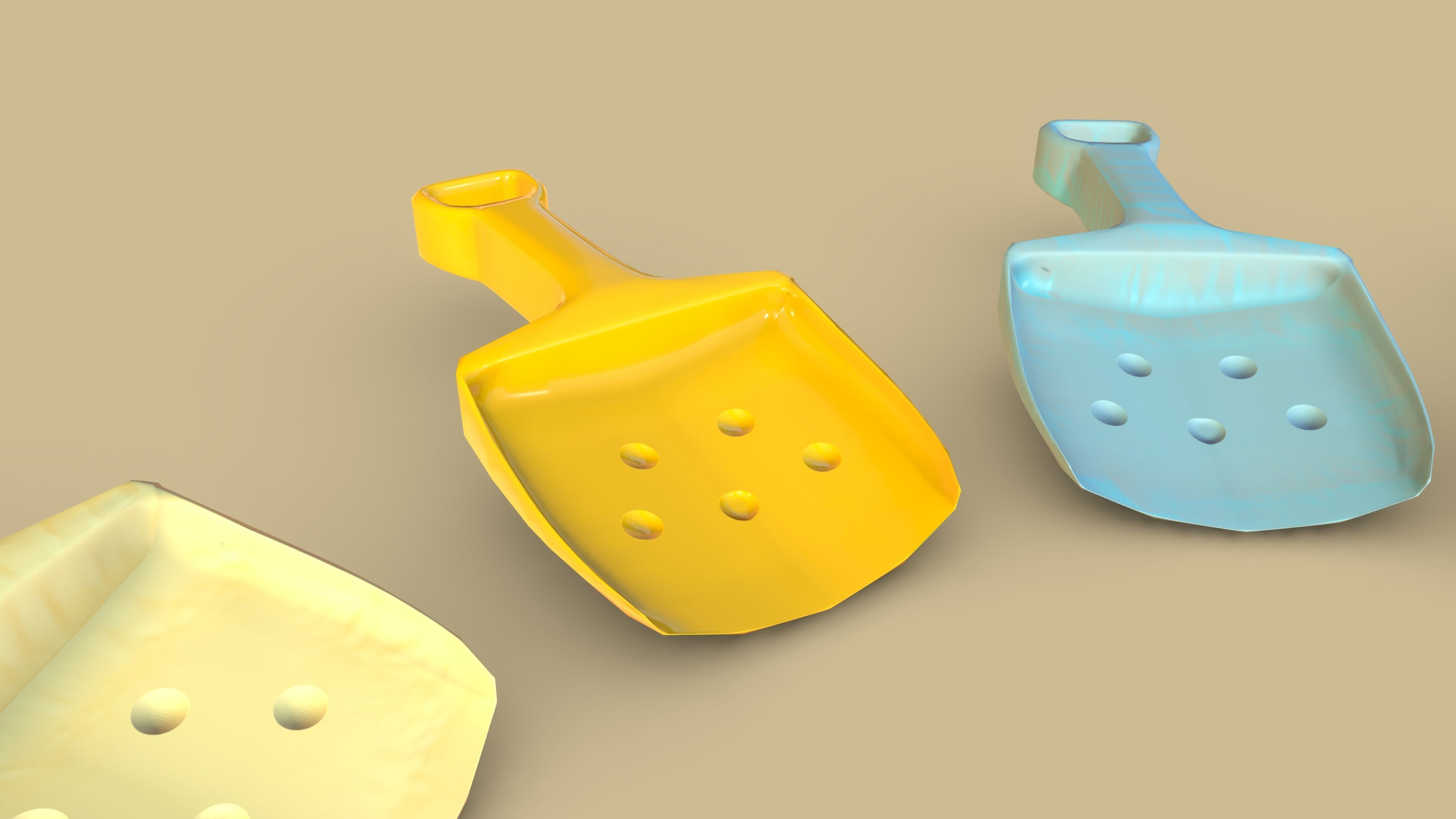 Beach Toy Shovel Pack 3D model_3