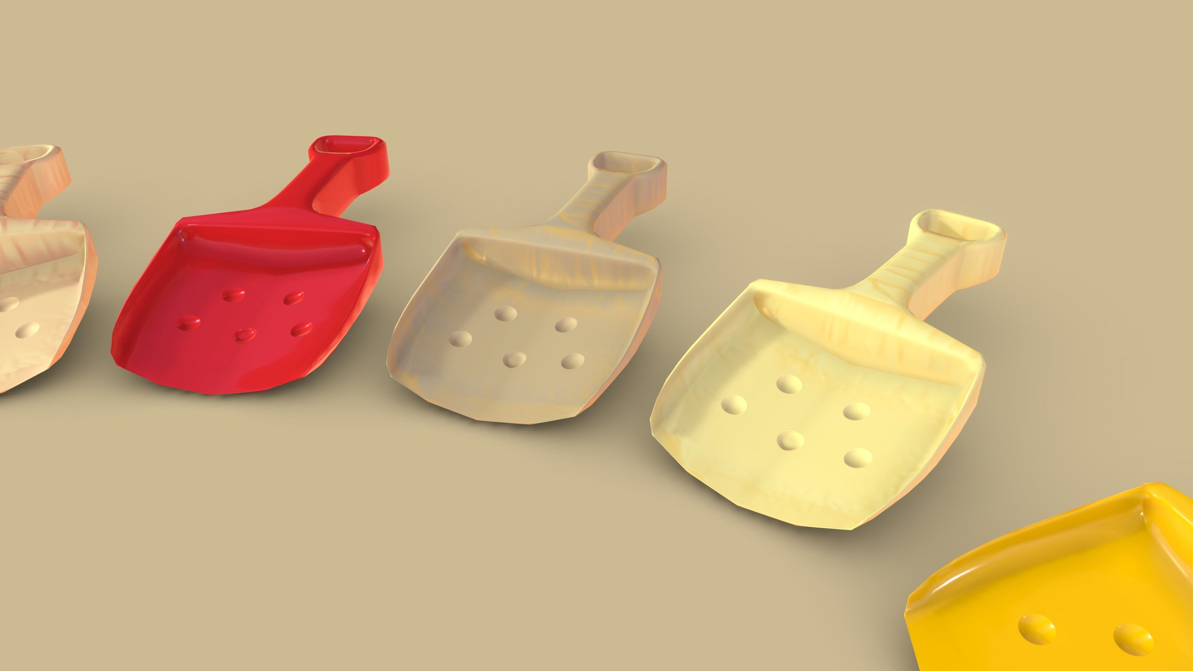 Beach Toy Shovel Pack 3D model_9