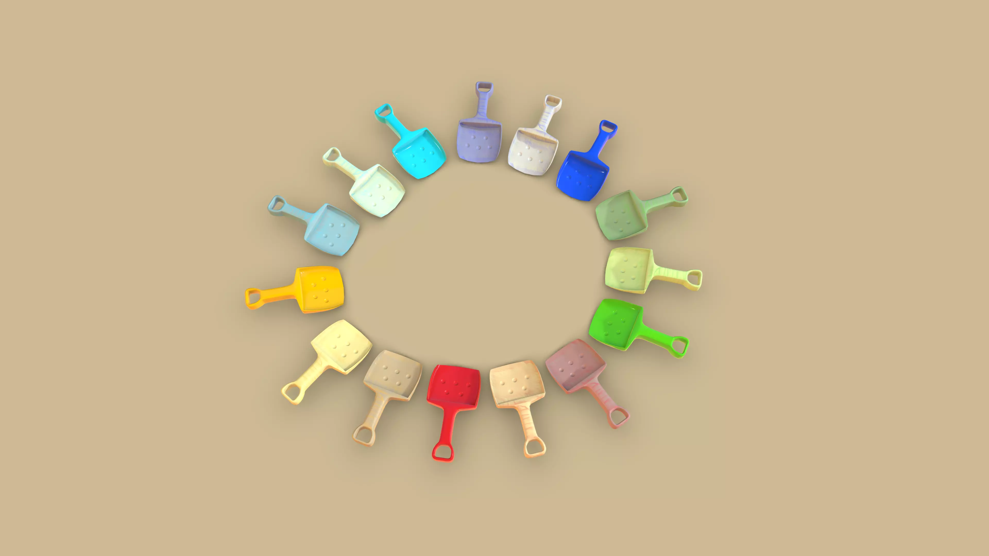 Beach Toy Shovel Pack 3D model_0