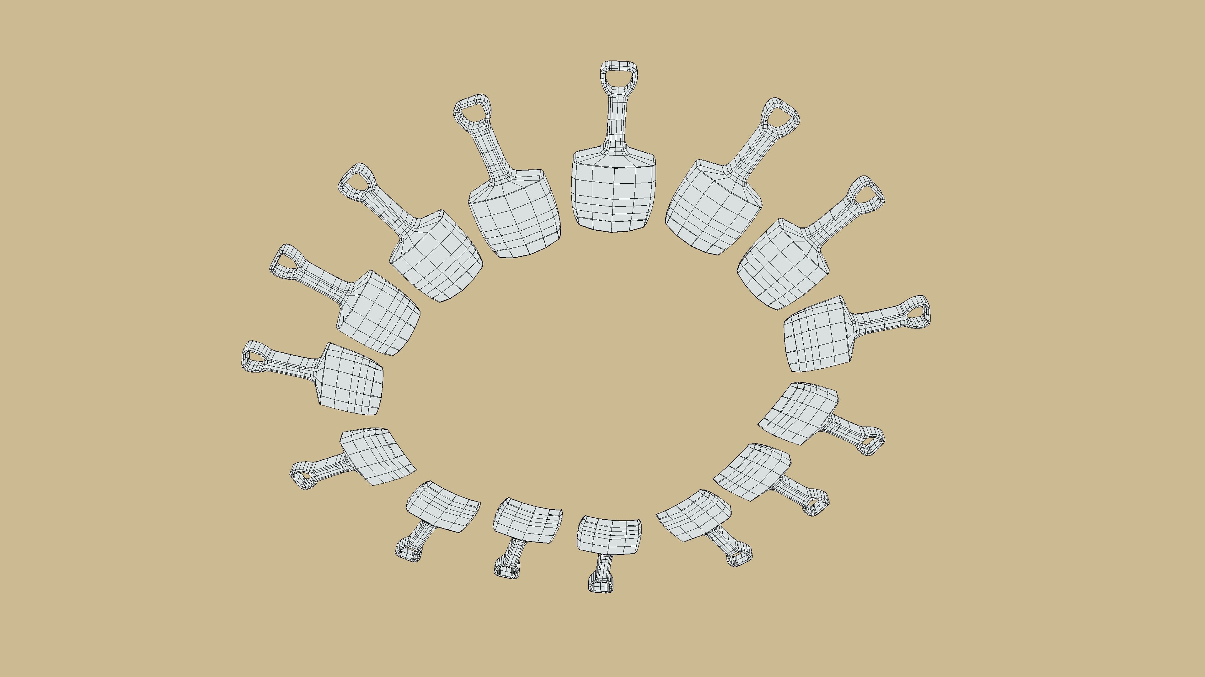 Beach Toy Shovel Pack 3D model_10