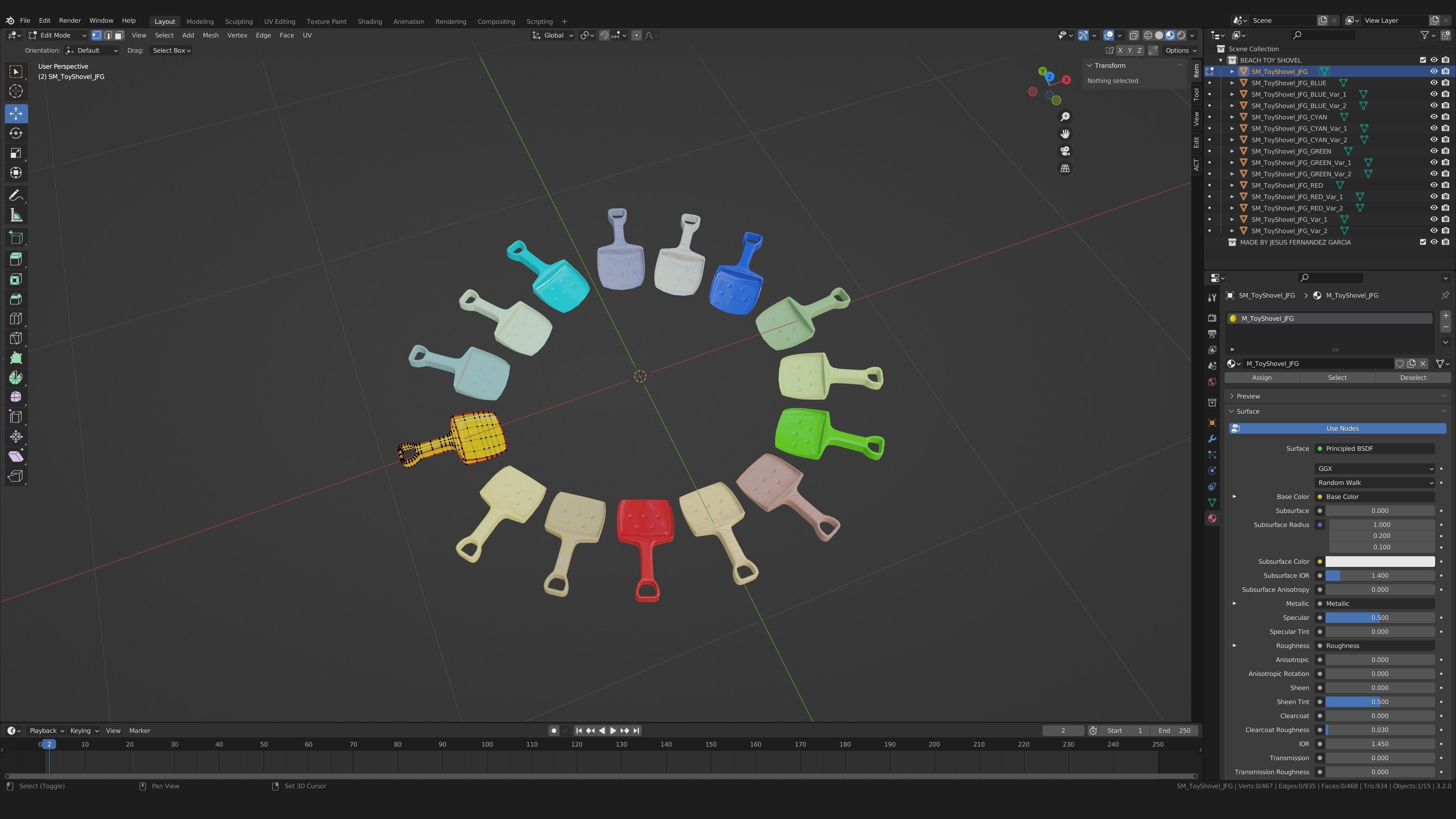 Beach Toy Shovel Pack 3D model_6