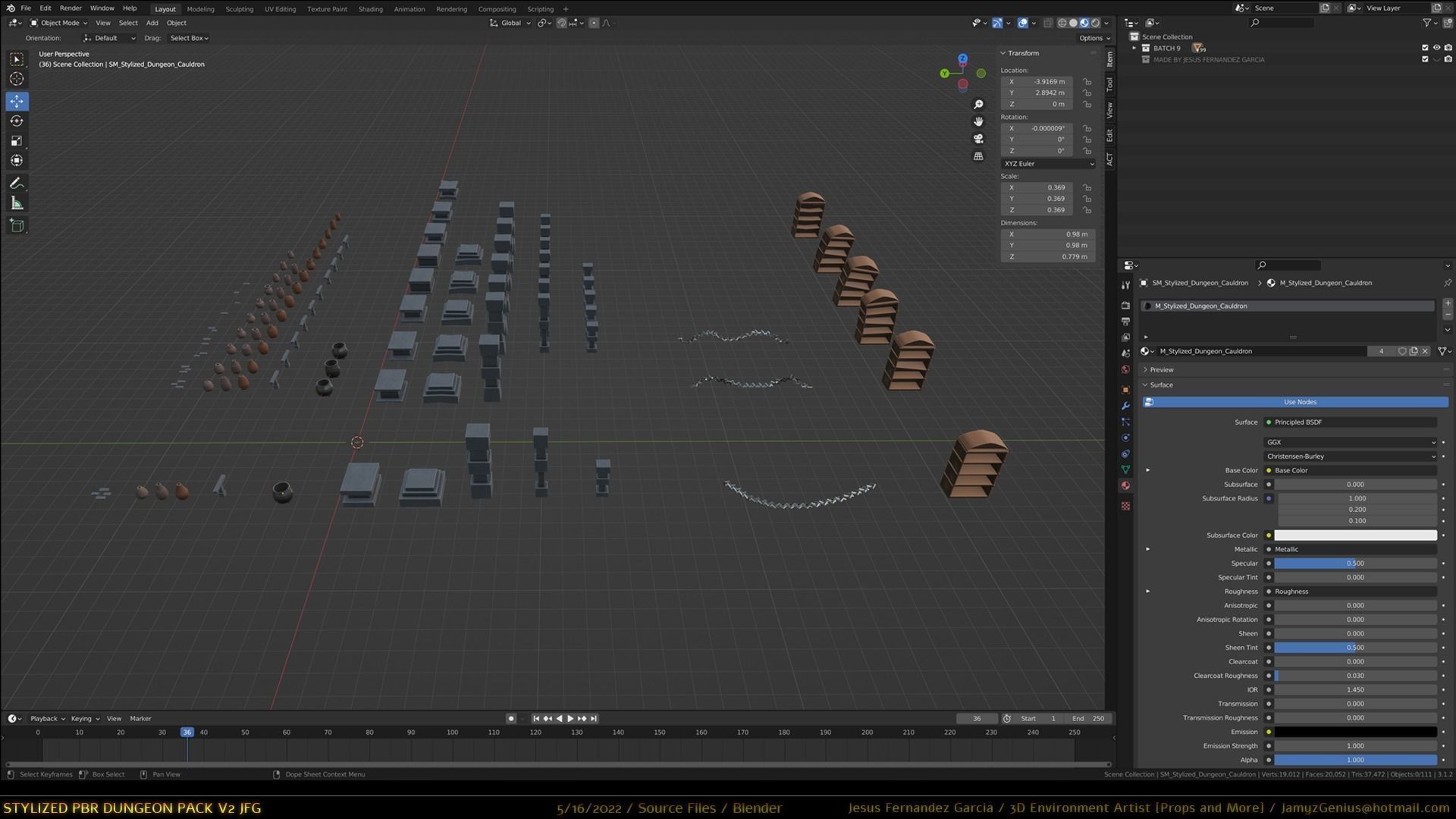 Stylized PBR Dungeon Pack JFG V2 - Source Files - 2022 EDITION Low-poly 3D model_22