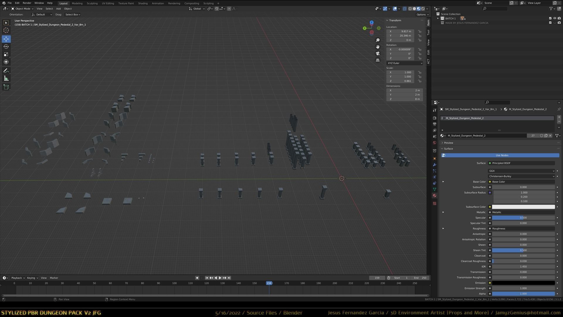 Stylized PBR Dungeon Pack JFG V2 - Source Files - 2022 EDITION Low-poly 3D model_4