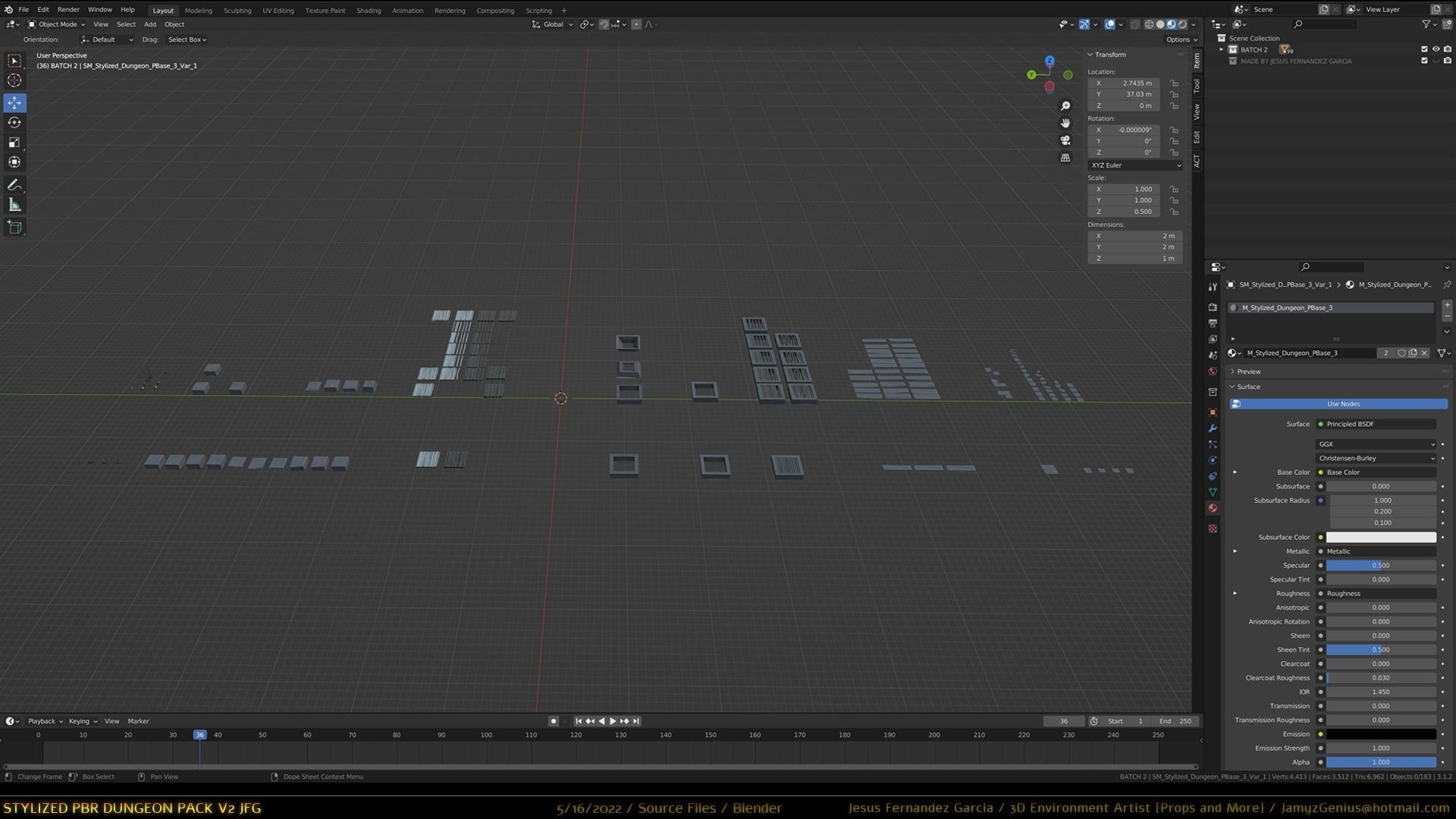 Stylized PBR Dungeon Pack JFG V2 - Source Files - 2022 EDITION Low-poly 3D model_15