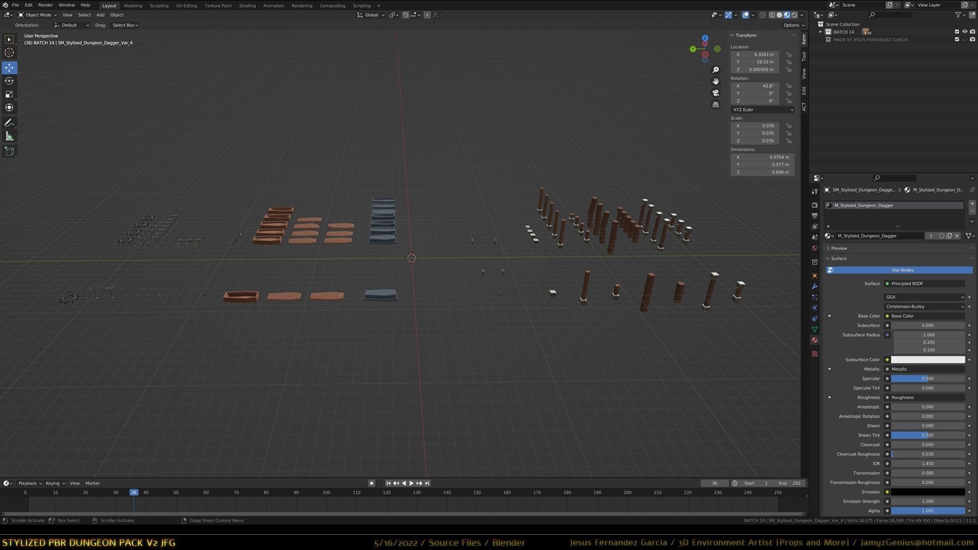 Stylized PBR Dungeon Pack JFG V2 - Source Files - 2022 EDITION Low-poly 3D model_10