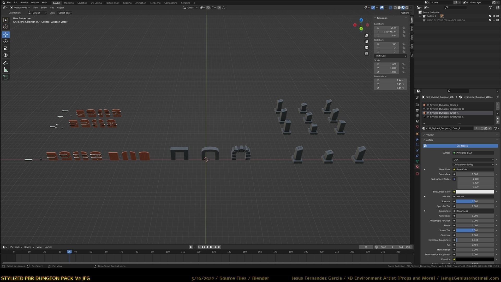 Stylized PBR Dungeon Pack JFG V2 - Source Files - 2022 EDITION Low-poly 3D model_16