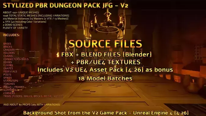 Stylized PBR Dungeon Pack JFG V2 - Source Files - 2022 EDITION Low-poly 3D model