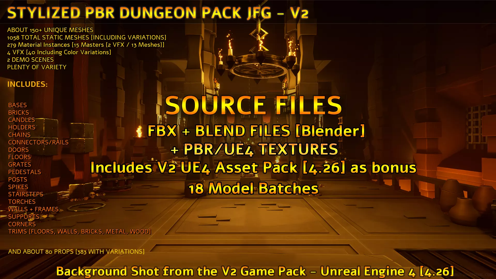 Stylized PBR Dungeon Pack JFG V2 - Source Files - 2022 EDITION Low-poly 3D model_0