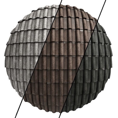 Roof Tile Materials 2- By 3 color Pbr By Sbsar 4k Texture