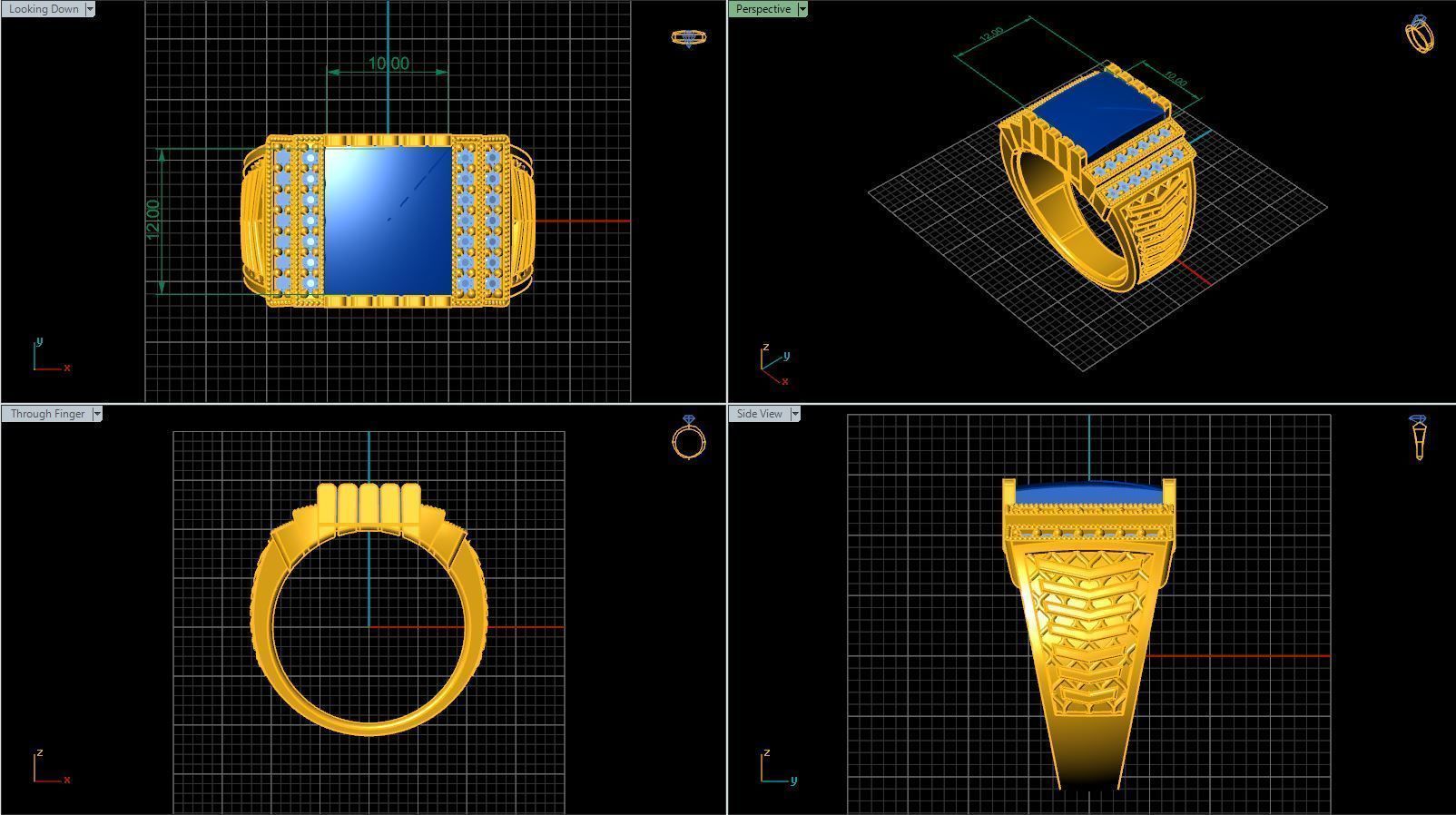 Turkish silver ring men 3D model_1