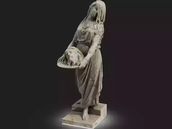 Statue woman with head in a plate