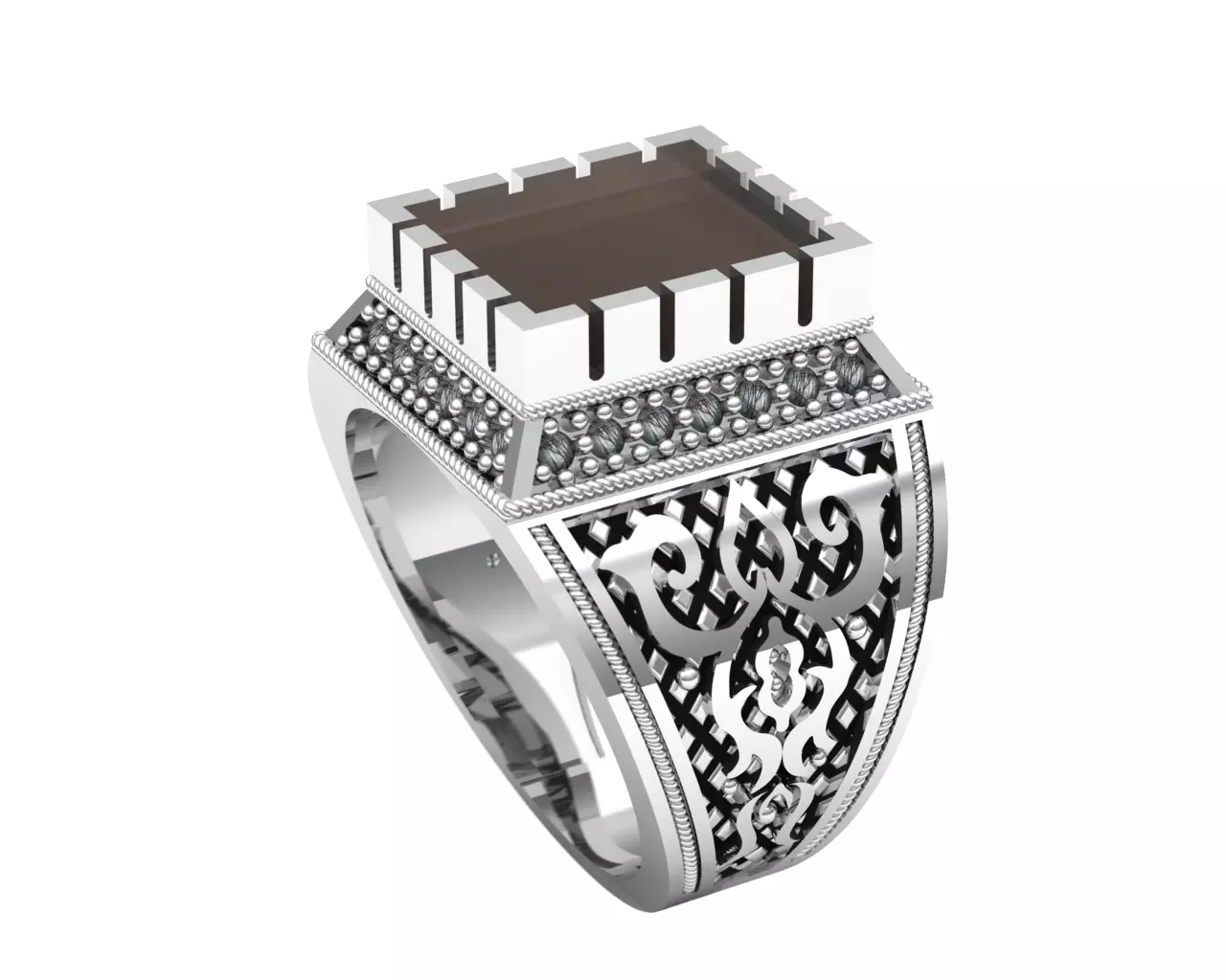 Turkish silver ring men 3D model
