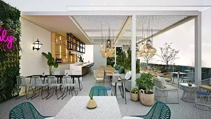 Roof Top Cafe and Bar 3D model