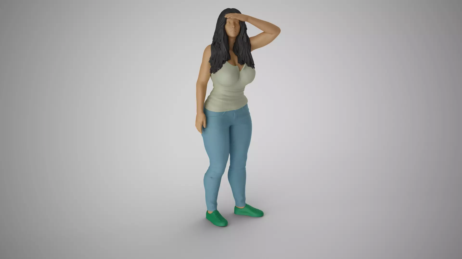 Girl Looking at Horizon from High 3D print model_0