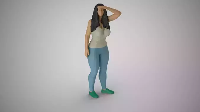 Girl Looking at Horizon from High 3D print model