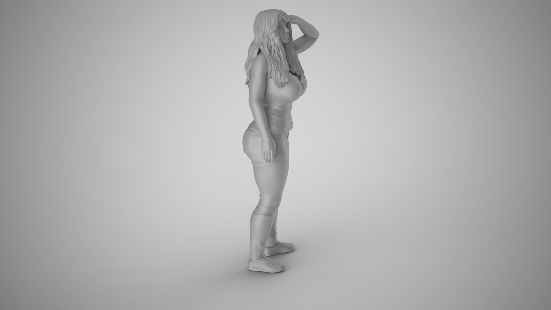 Girl Looking at Horizon from High 3D print model_3
