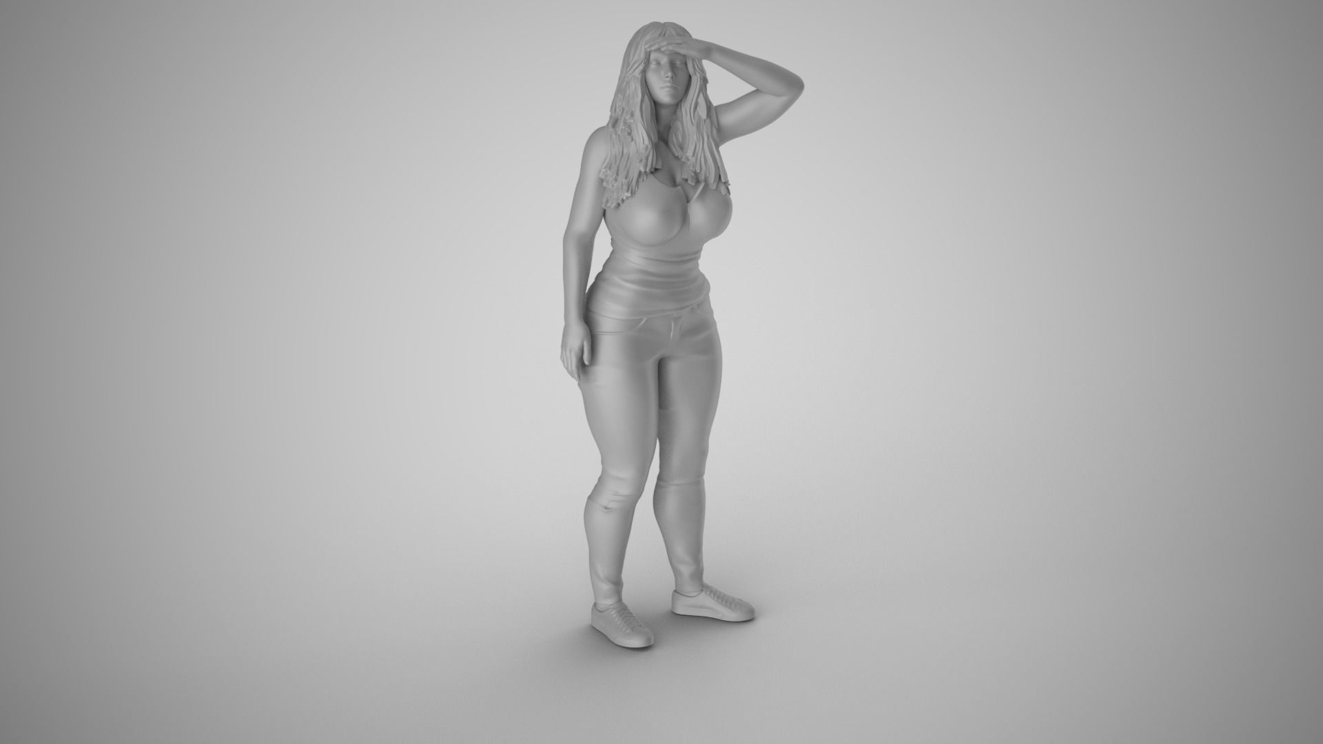 Girl Looking at Horizon from High 3D print model_2
