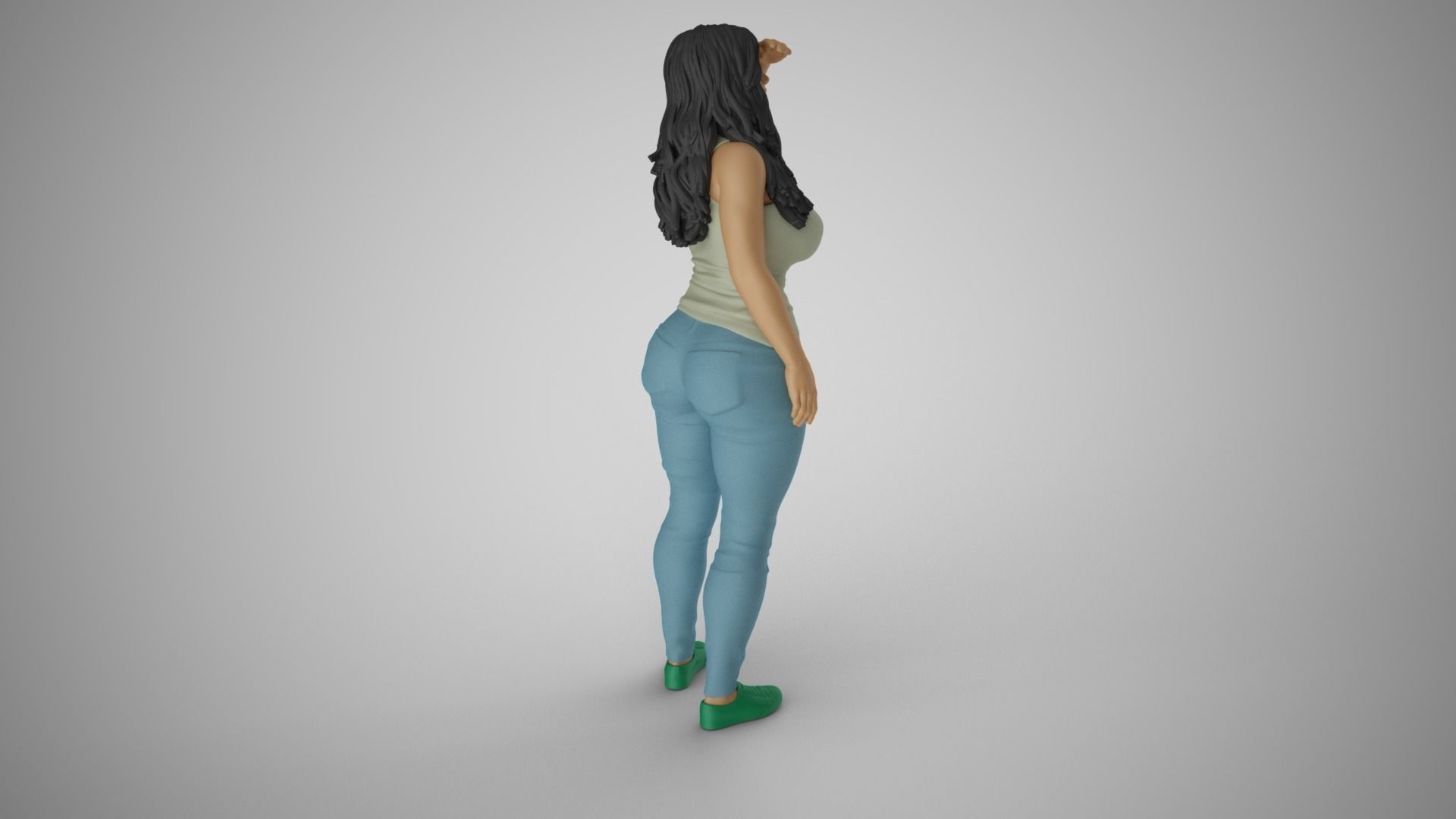 Girl Looking at Horizon from High 3D print model_5