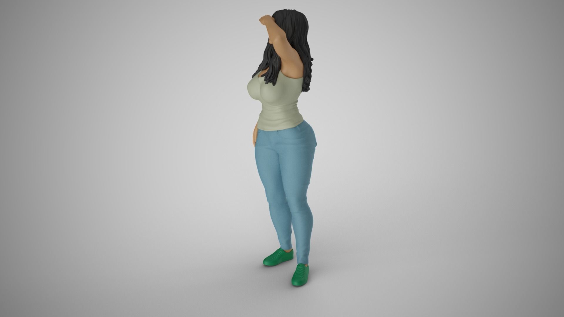 Girl Looking at Horizon from High 3D print model_9
