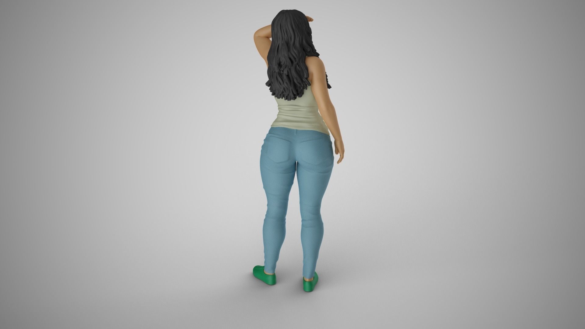 Girl Looking at Horizon from High 3D print model_6