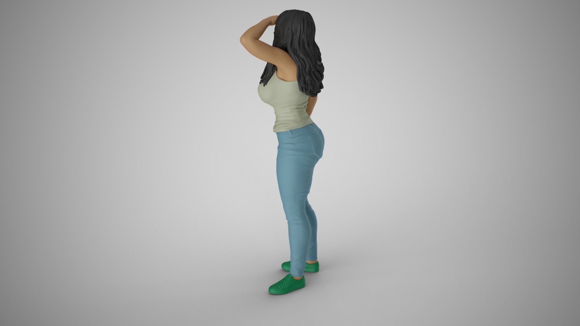 Girl Looking at Horizon from High 3D print model_8