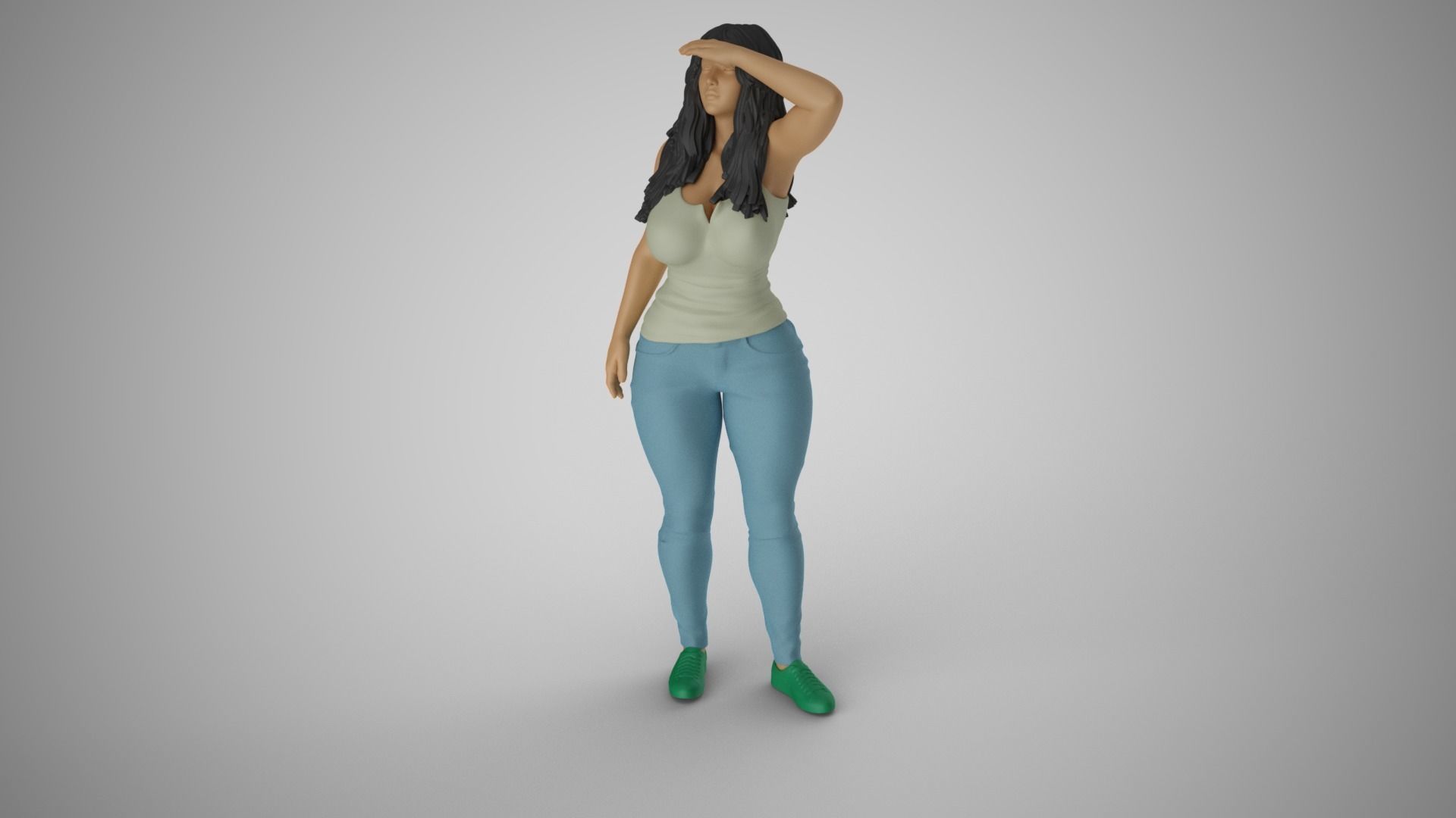 Girl Looking at Horizon from High 3D print model_10