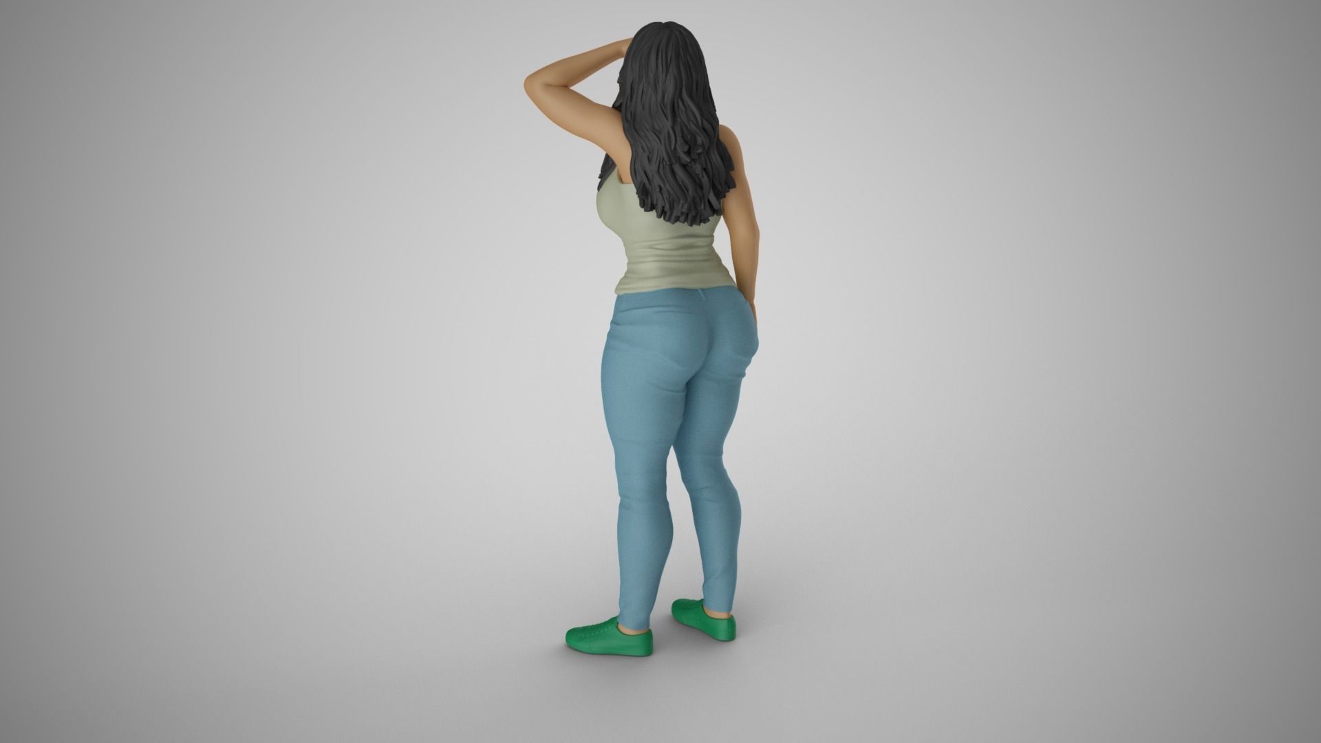 Girl Looking at Horizon from High 3D print model_7