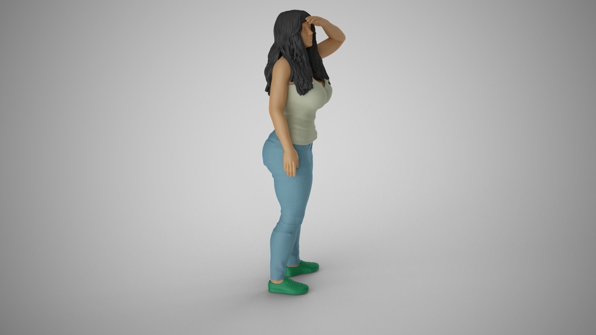 Girl Looking at Horizon from High 3D print model_4