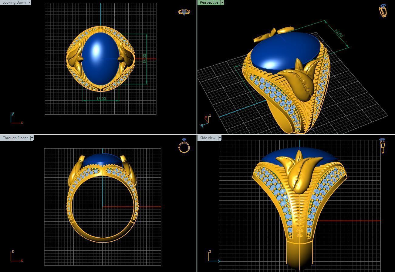 Turkish silver ring men  3D model_1