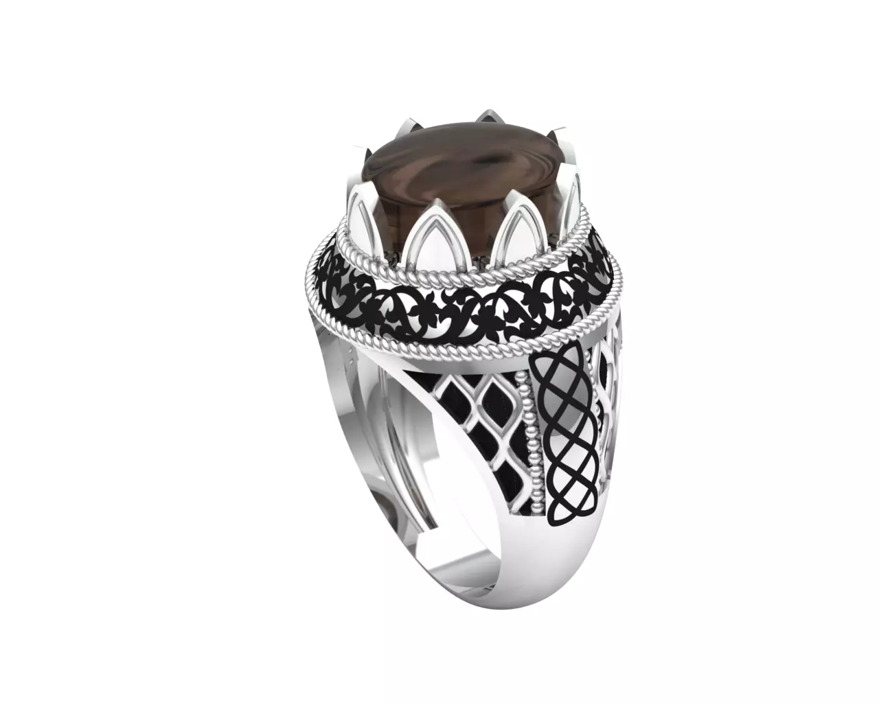 Turkish silver ring men 3D model_0
