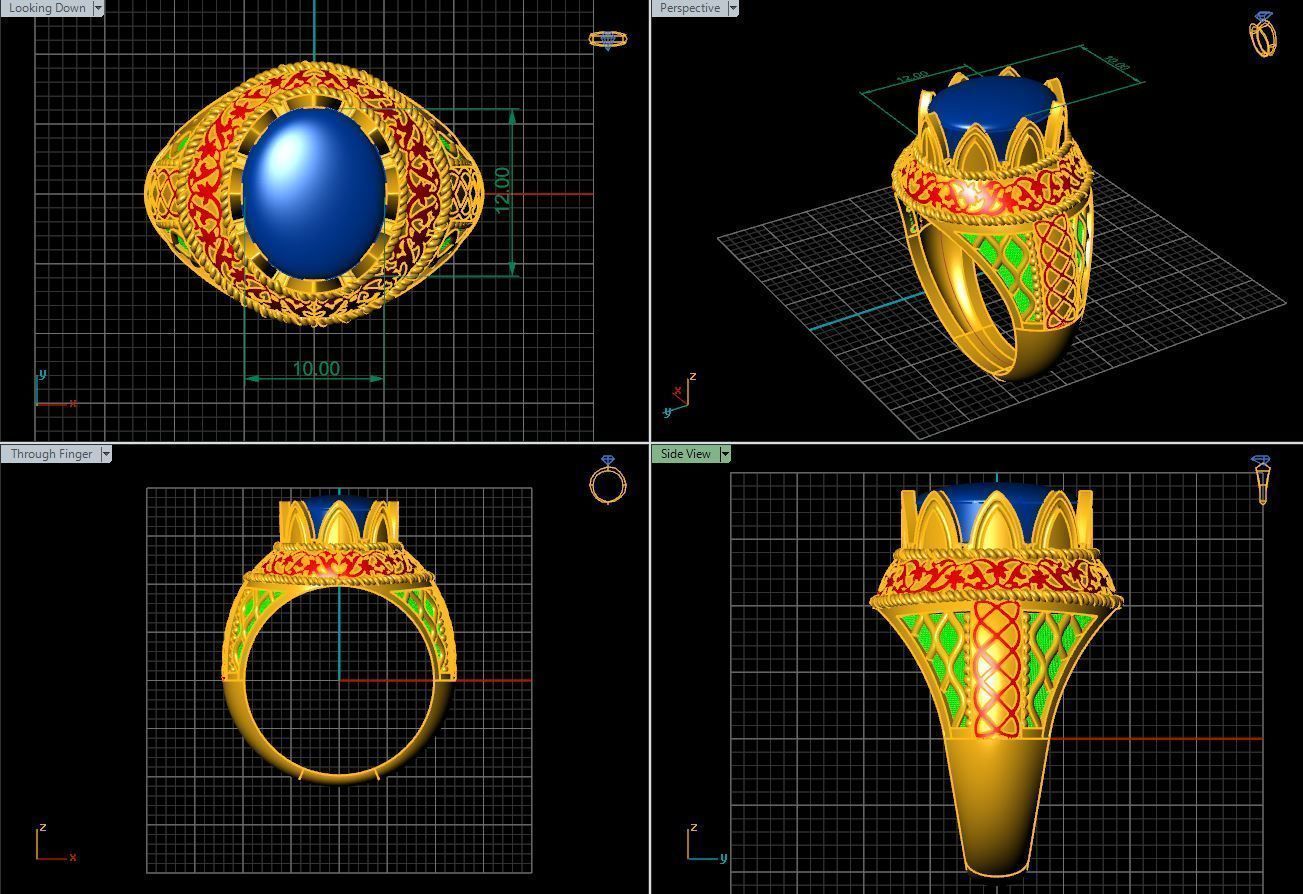 Turkish silver ring men 3D model_1